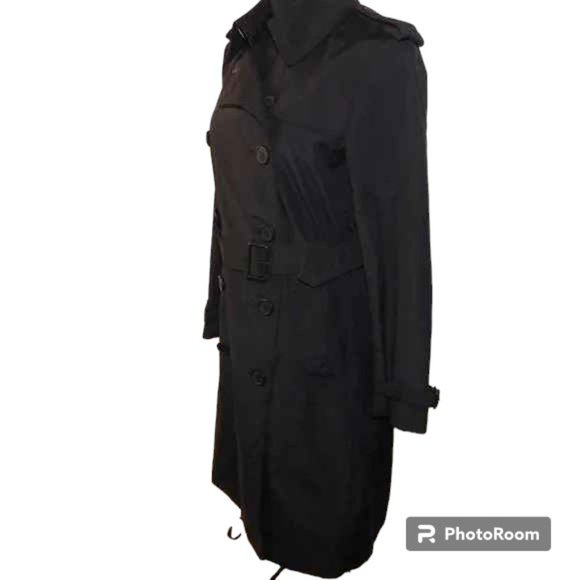 Norma Kamali Double Breasted Belted Black Trench Coat Size Medium Career - Picture 9 of 15
